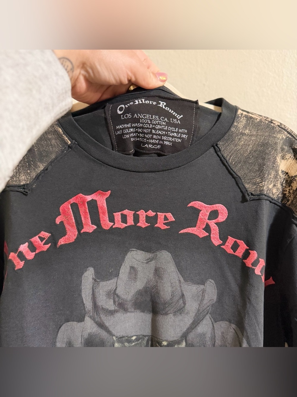 Vtg One More Round Shirt Mens L MMA Cowboy Skeleton Graphic Tee Y2K Affliction - Picture 5 of 10